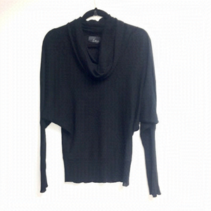 LINE THE LABEL KNITWEAR Cashmere Cowl Neck Dolman Sleeve Sweater Black S